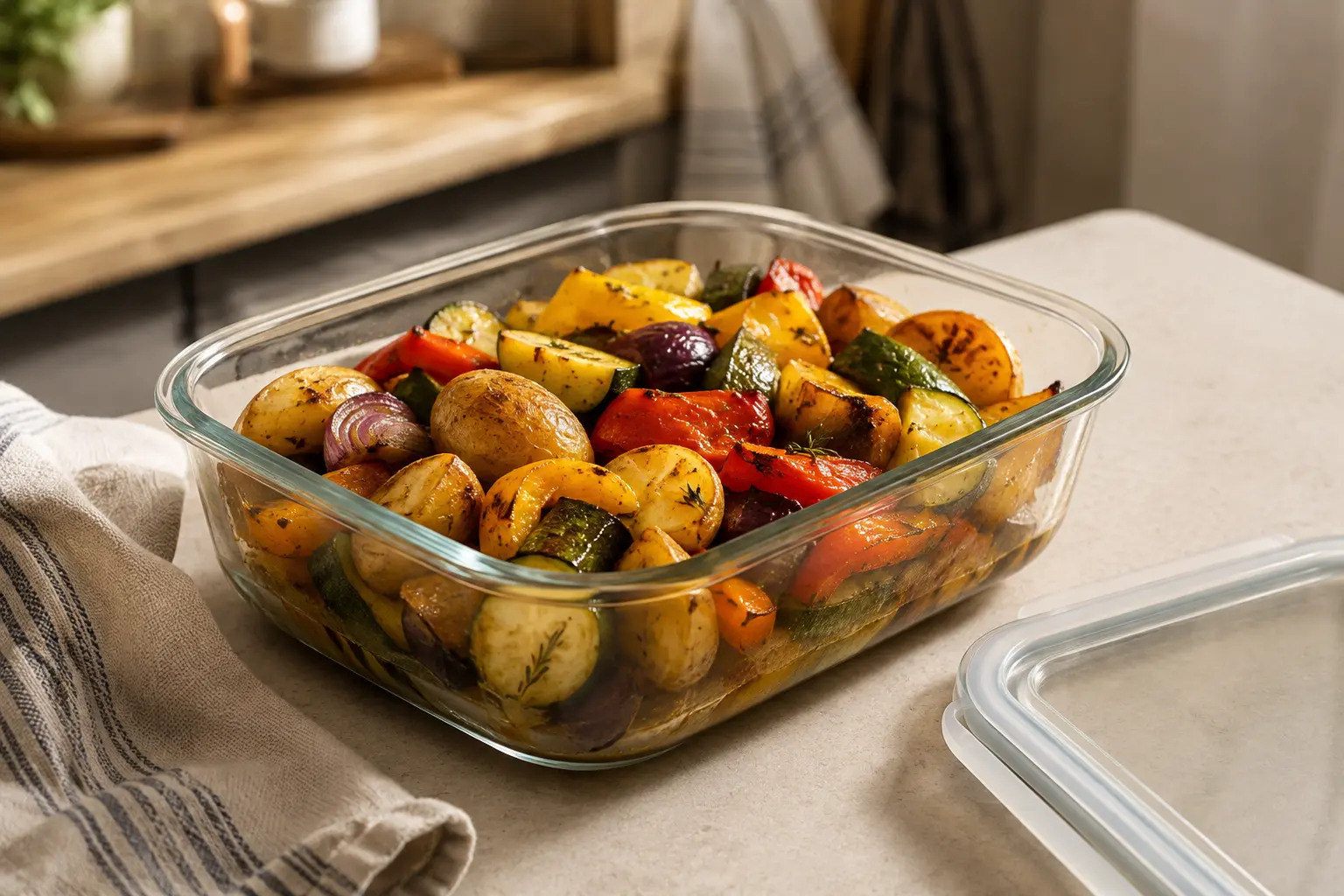 Aliments visibles dans un récipient en verre