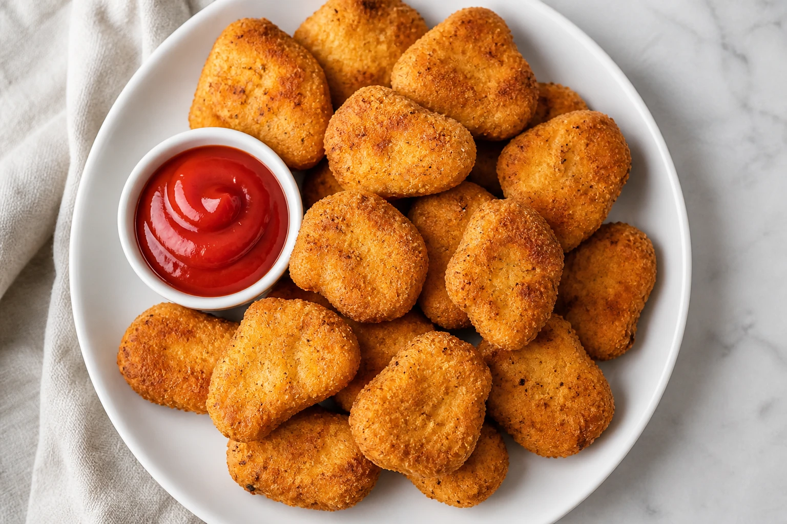 Nuggets maison croustillants servis vue du dessus