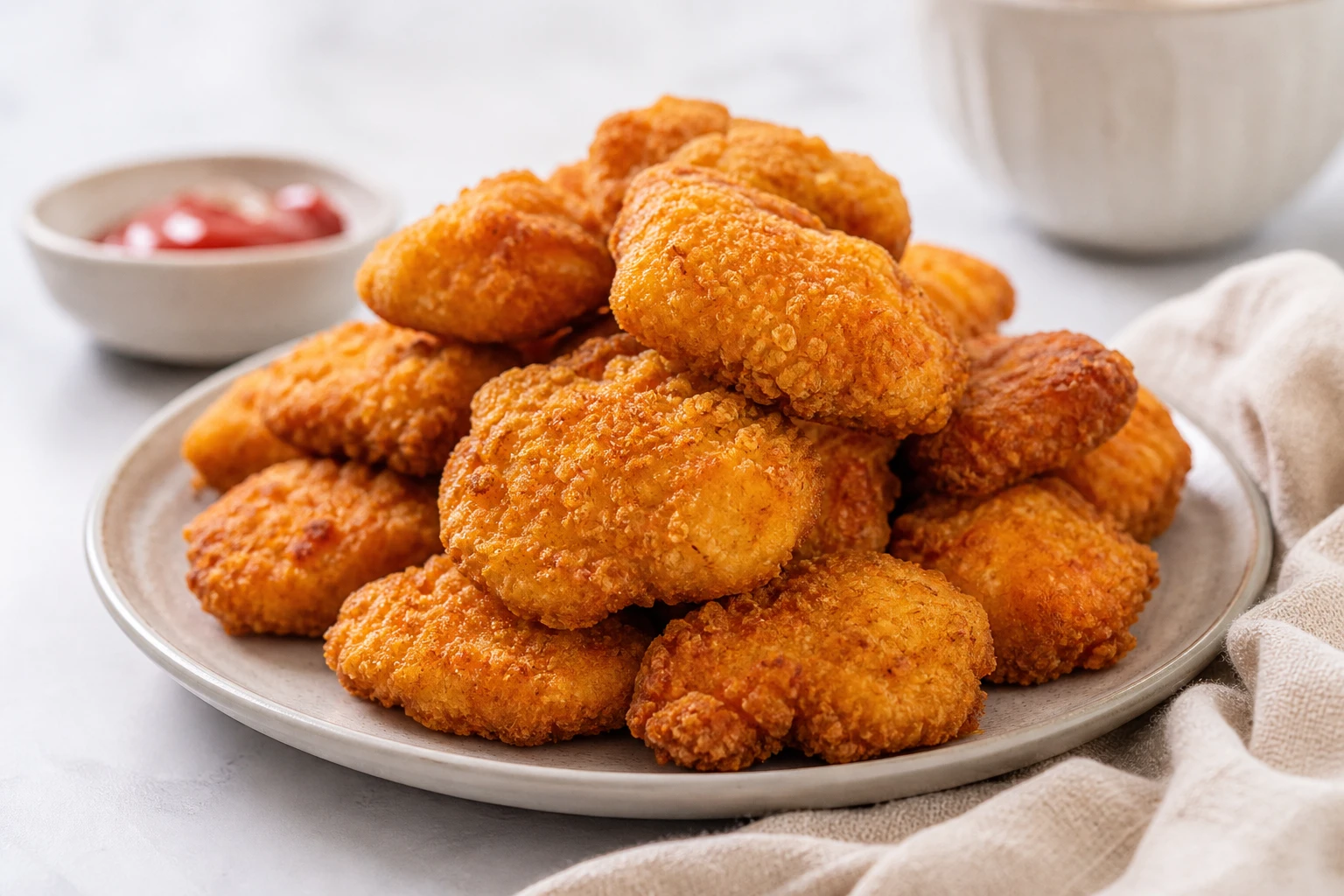 Nuggets dorés présentés de trois quarts