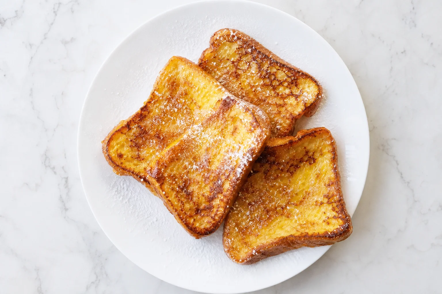 Pain perdu doré servi vue du dessus