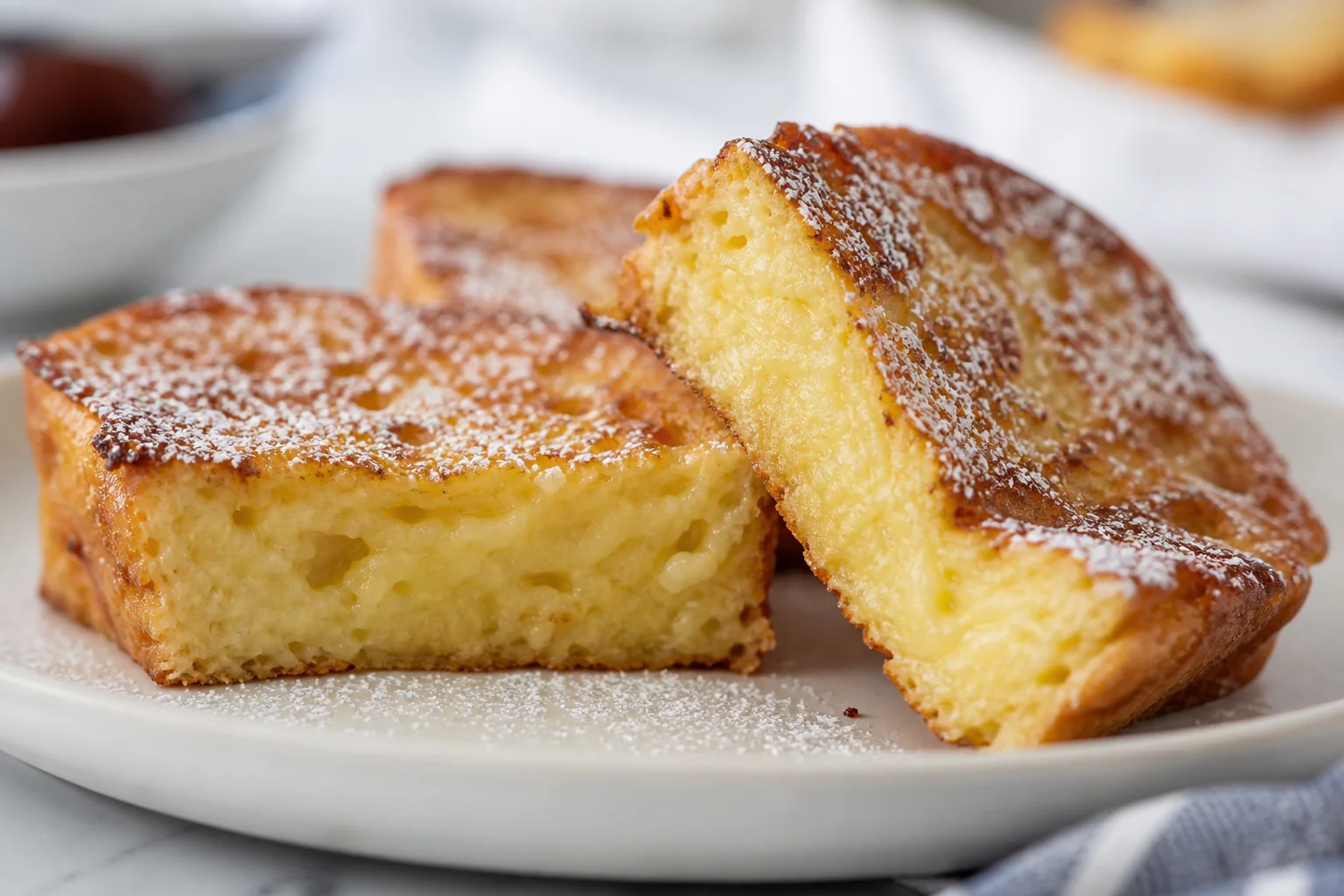 Coupe de pain perdu montrant l’intérieur moelleux
