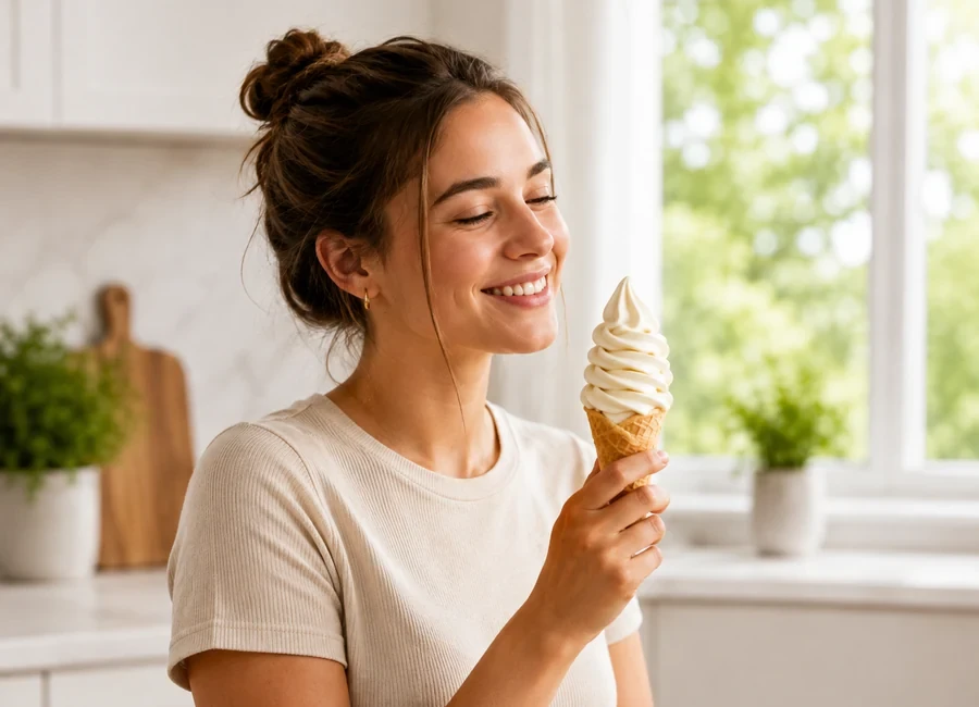 Une personne dégustant une glace à l’italienne