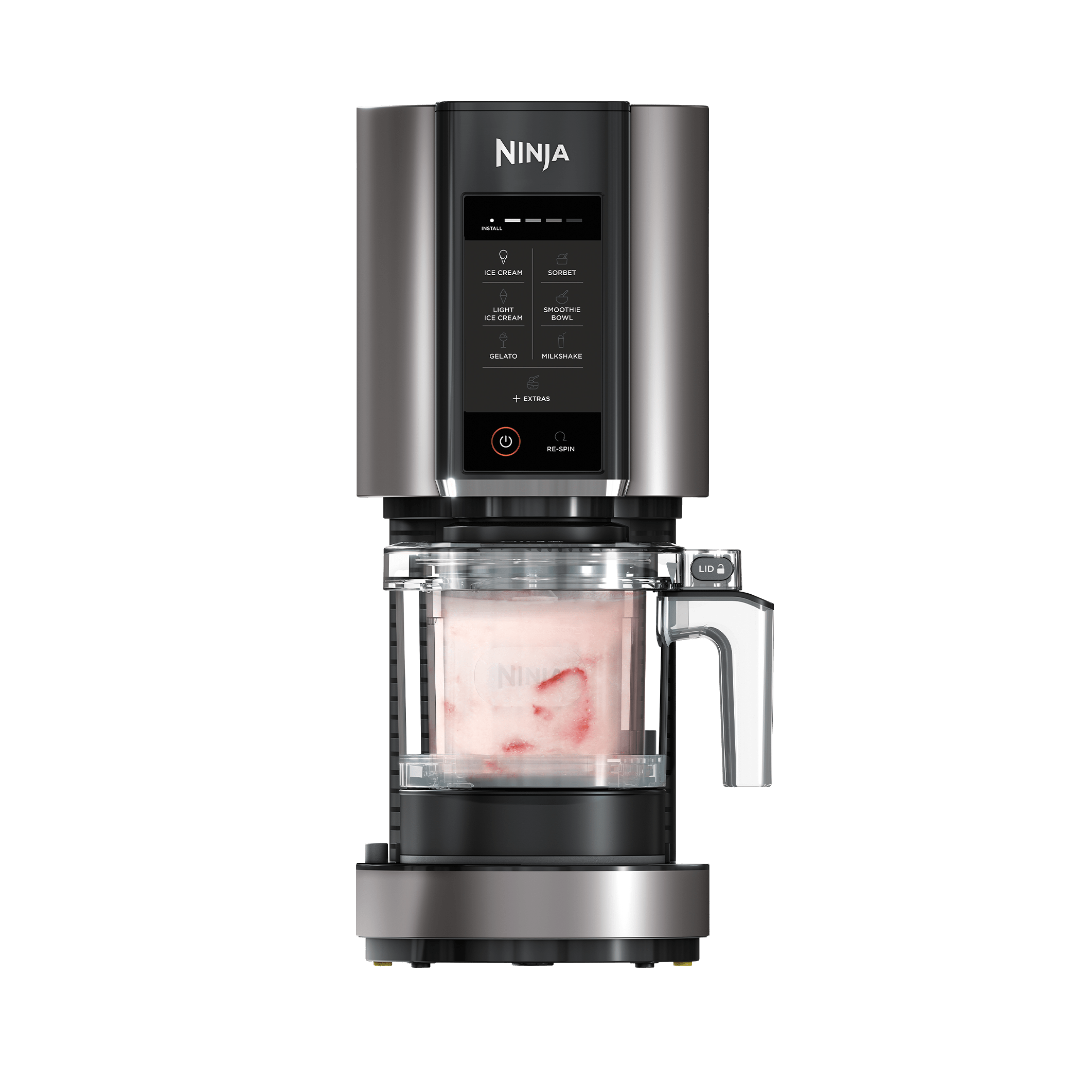 Ninja Creami NC300EU, machine à desserts glacés noire et argent avec panneau 7 programmes