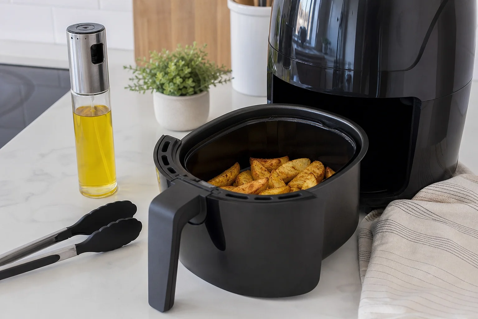 Air Fryer ouvert avec frites dorées, conseils pour bien démarrer