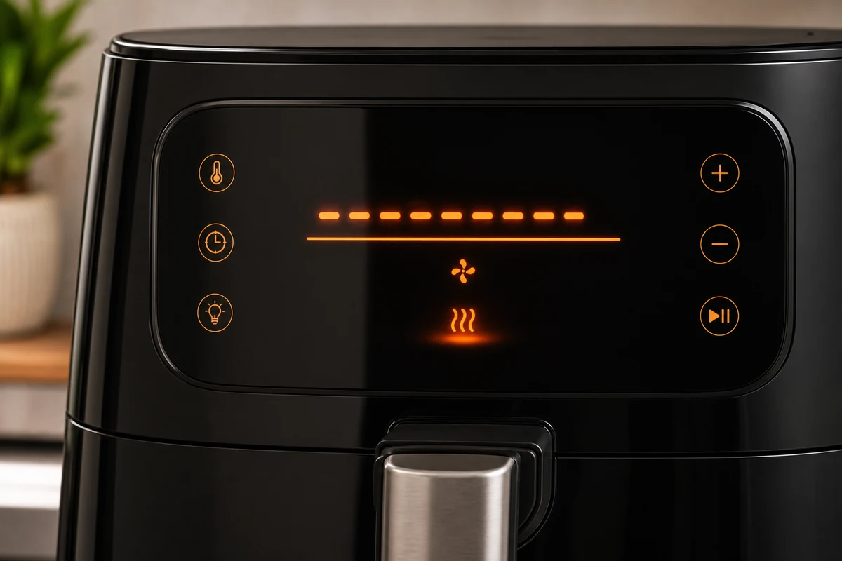 Panneau de contrôle d'un Air Fryer en préchauffage