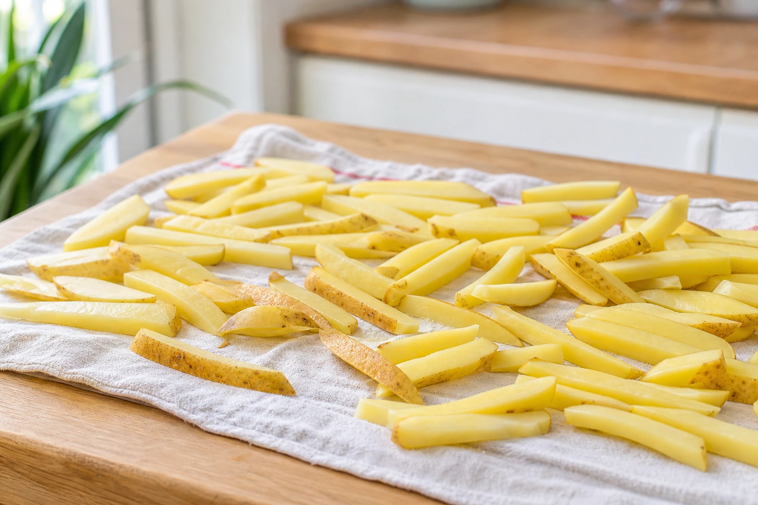 Frites séchées au torchon